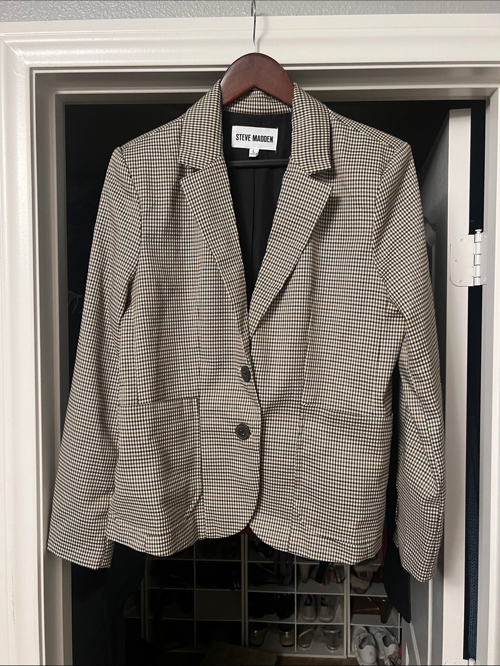 Steve Madden Black and White Houndstooth Blazer